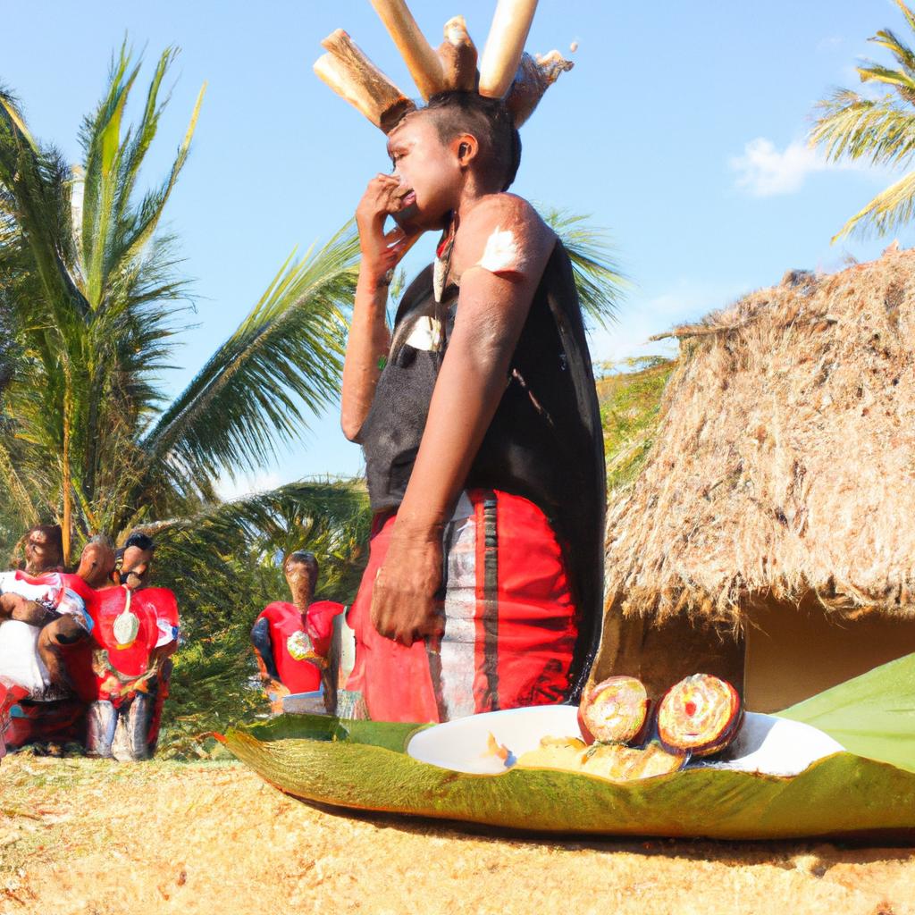 Person engaging in tribal ceremony