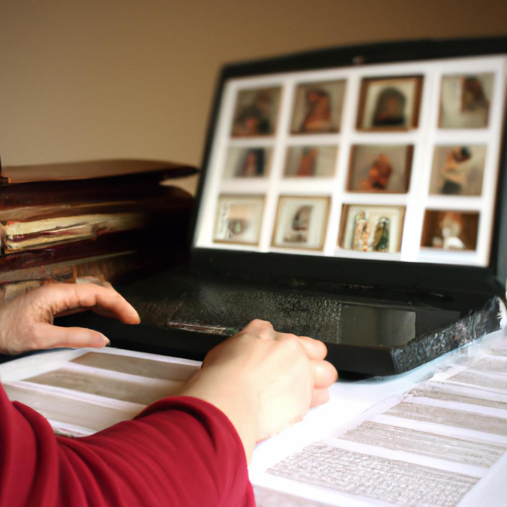 Person researching ancient family history