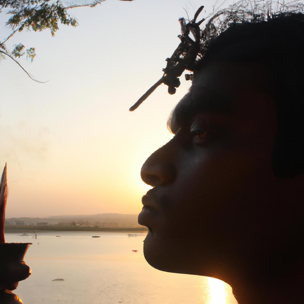 Person engaging in tribal rituals